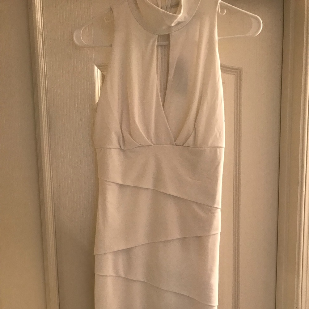 White Spandex Halter Dress
